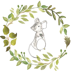Symbol der Mäusegruppe - Maus im Blätterkranz