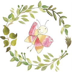 Symbol der Schmetterlingsgruppe - Schmetterling im Blätterkranz