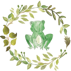 Symbol der Froschgruppe - Frosch im Blätterkranz